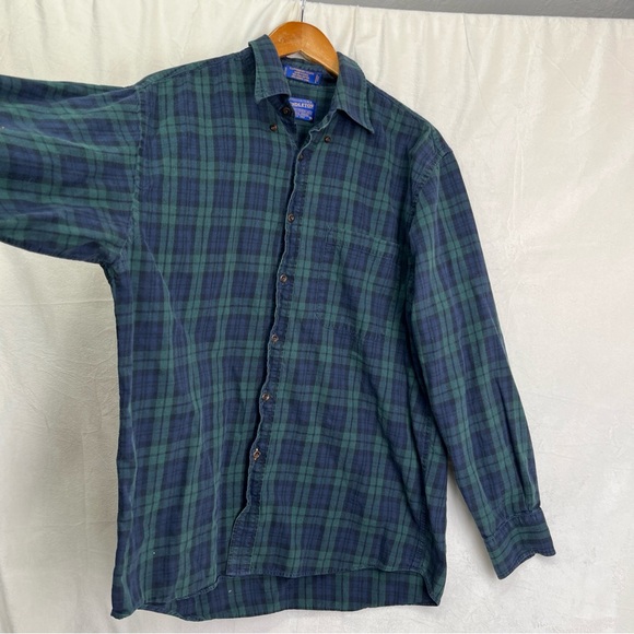 Pendleton Shirt Mens L Plaid Flannel Merino Wool Pima Cotton Canterbury Cloth - Picture 4 of 16